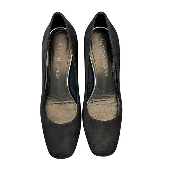 Stuart Weitzman MaryMid Slate Suede Square Chunky Heel Shoe 6.5 NEW in Box - Picture 5 of 12